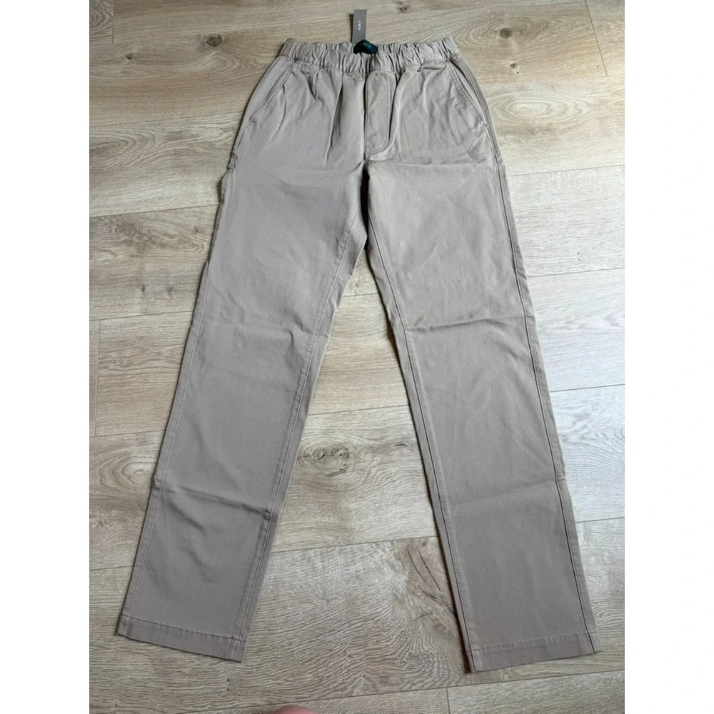 NWT Mens J.Crew Slim Dock Pant Khaki drawstring waist pull on cordura size XS